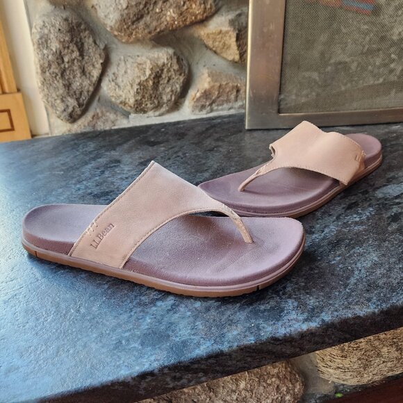 L.L. Bean Tan Suede Flip Flop Thong Sandals Size 10 - Picture 8 of 15